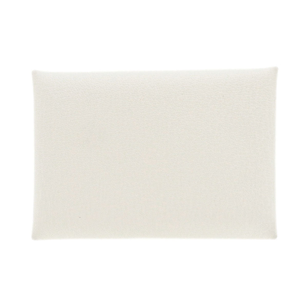HERMES Card Case Shave white Calvi Duo Chevre Women Used Authentic