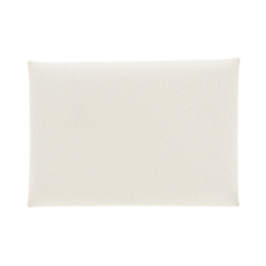 HERMES Card Case Shave white Calvi Duo Chevre Women Used Authentic