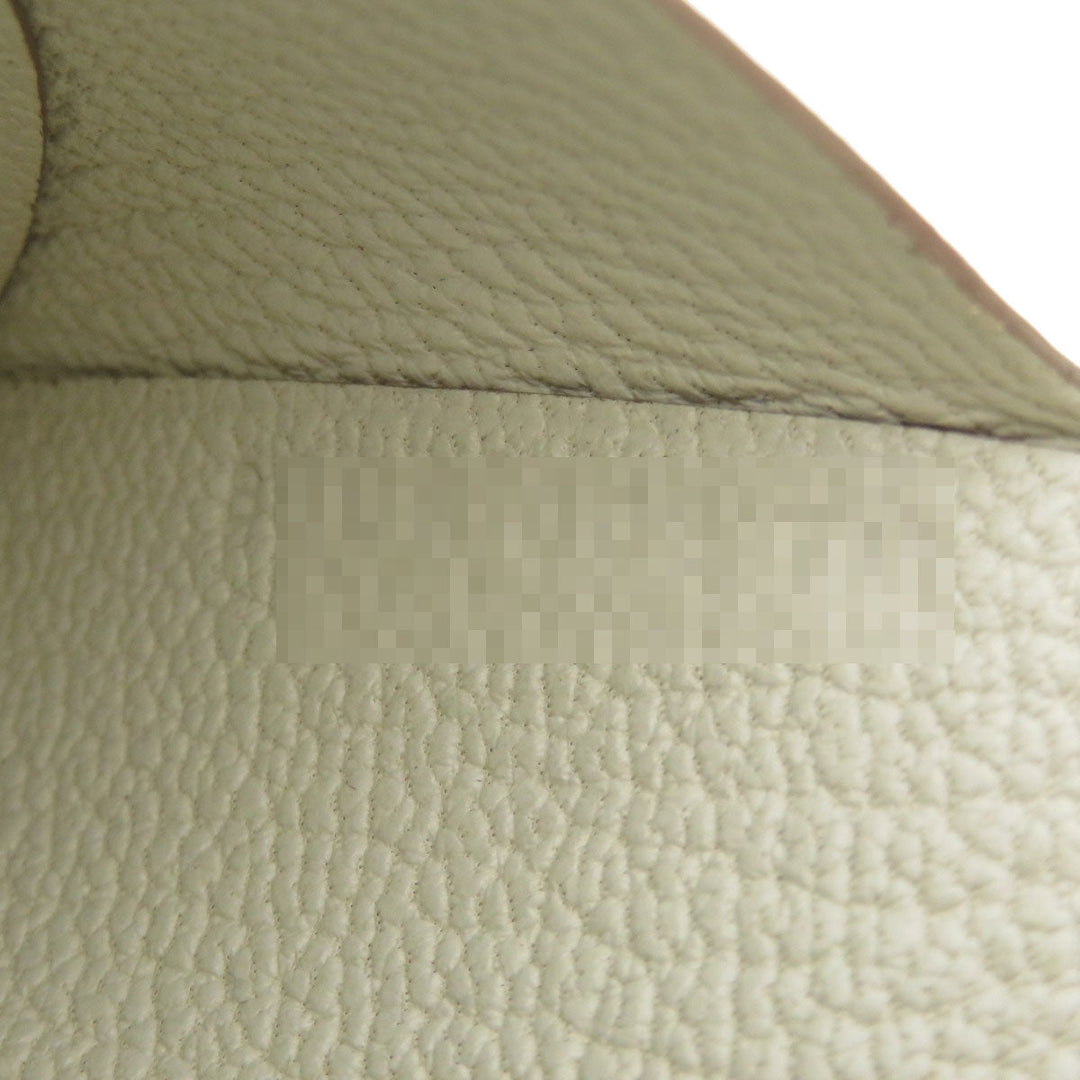 HERMES Card Case Shave white Calvi Duo Chevre Women Used Authentic