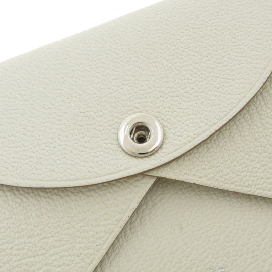 HERMES Card Case Shave white Calvi Duo Chevre Women Used Authentic