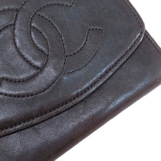 CHANEL Coin case lambskin black COCO Mark Women Used Authentic