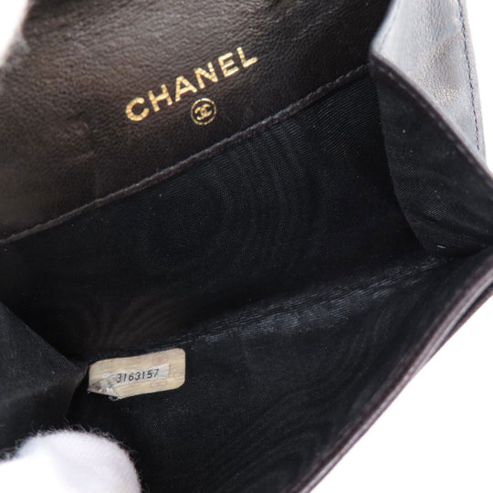 CHANEL Coin case lambskin black COCO Mark Women Used Authentic