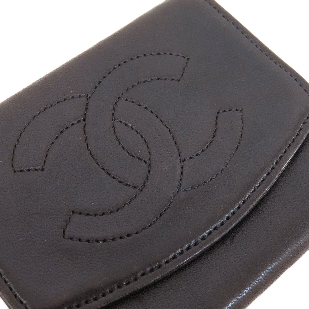 CHANEL Coin case lambskin black COCO Mark Women Used Authentic