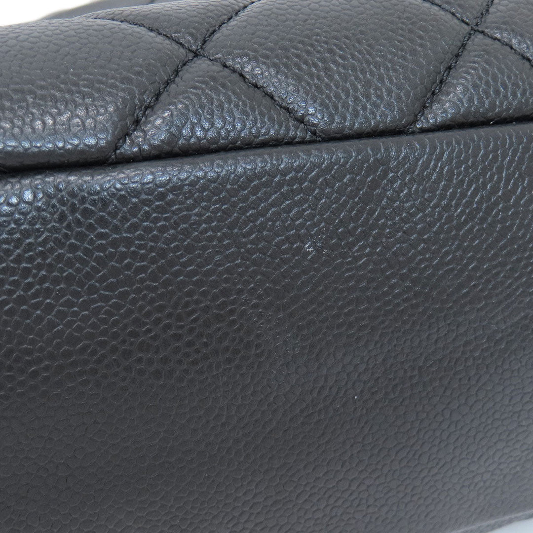 CHANEL Tote Bag Soft caviar skin black COCO Mark Matelasse SilverMetal Women Used Authentic