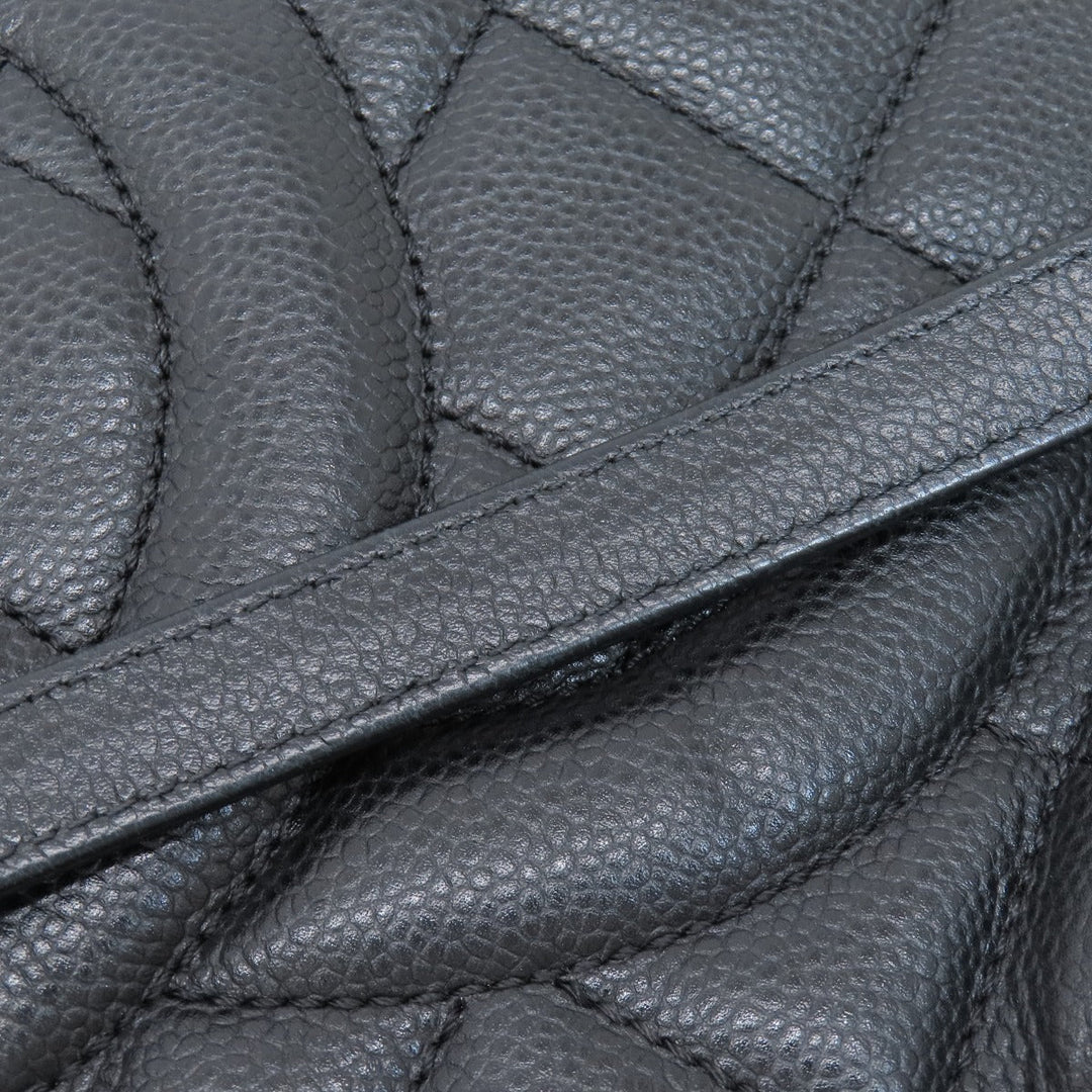 CHANEL Tote Bag Soft caviar skin black COCO Mark Matelasse SilverMetal Women Used Authentic