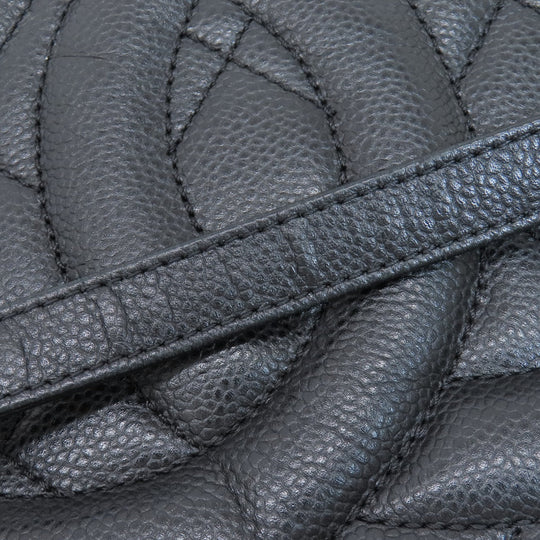 CHANEL Tote Bag Soft caviar skin black COCO Mark Matelasse SilverMetal Women Used Authentic