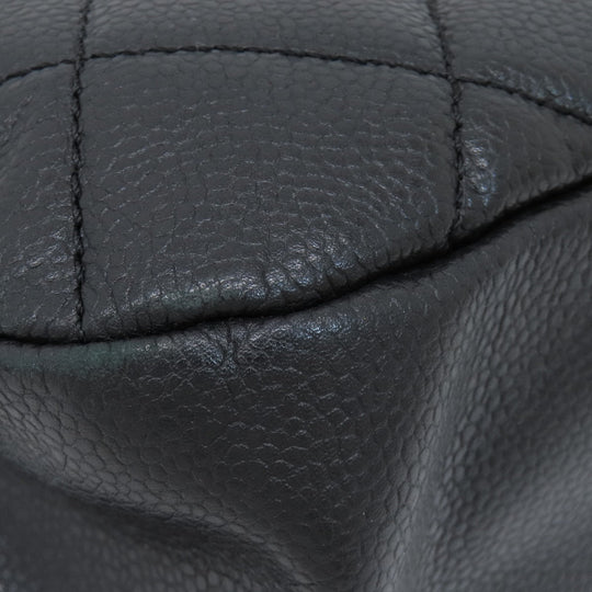 CHANEL Tote Bag Soft caviar skin black COCO Mark Matelasse SilverMetal Women Used Authentic