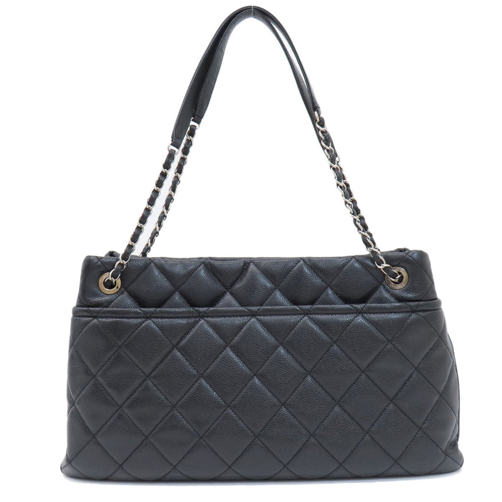 CHANEL Tote Bag Soft caviar skin black COCO Mark Matelasse SilverMetal Women Used Authentic
