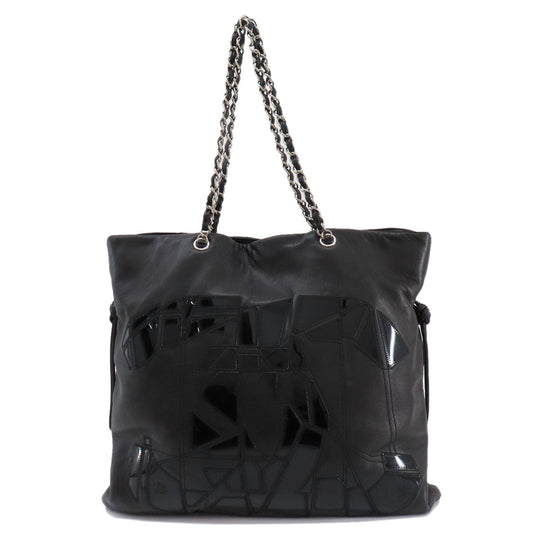 CHANEL Tote Bag lambskin black COCO Mark SilverMetal