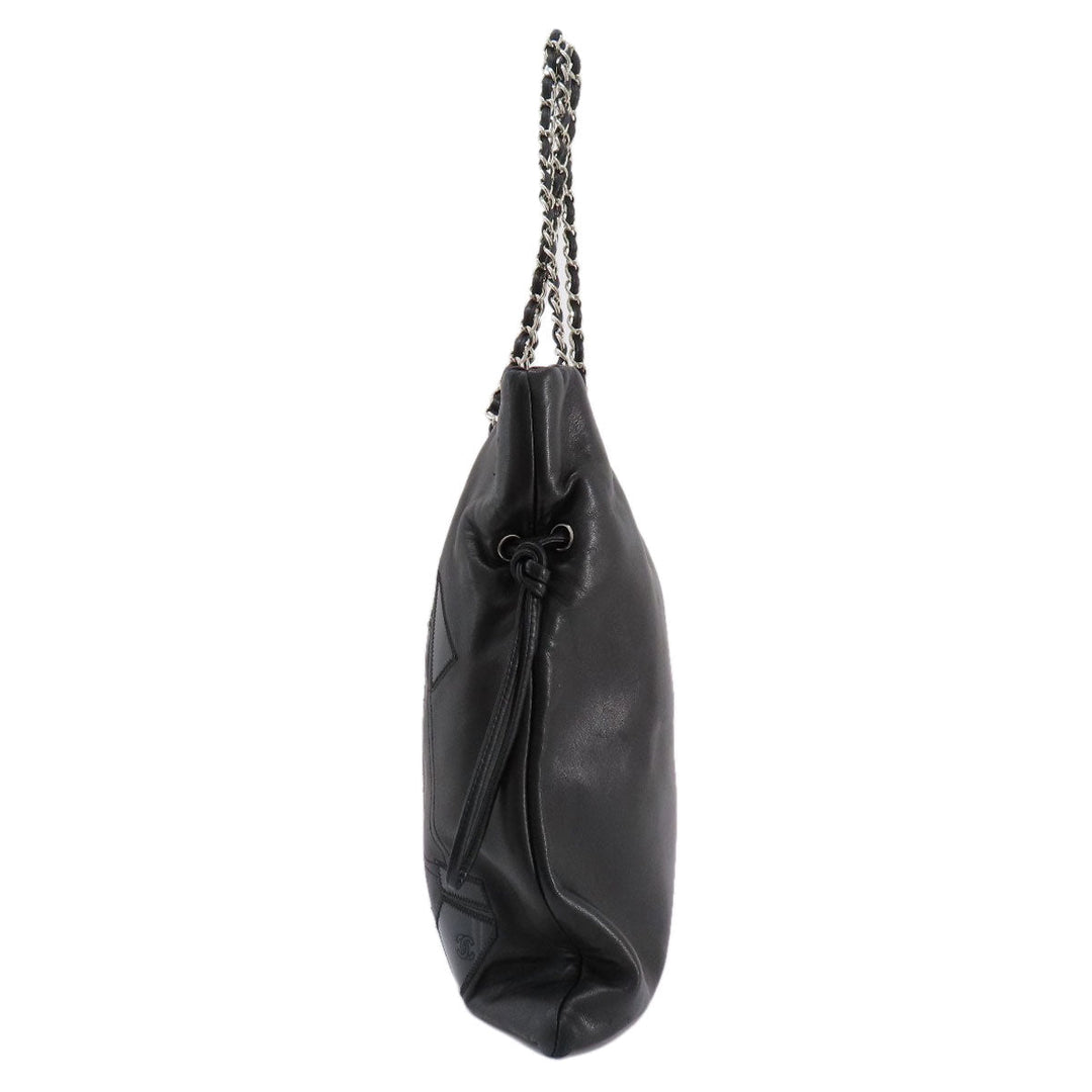 CHANEL Tote Bag lambskin black COCO Mark SilverMetal