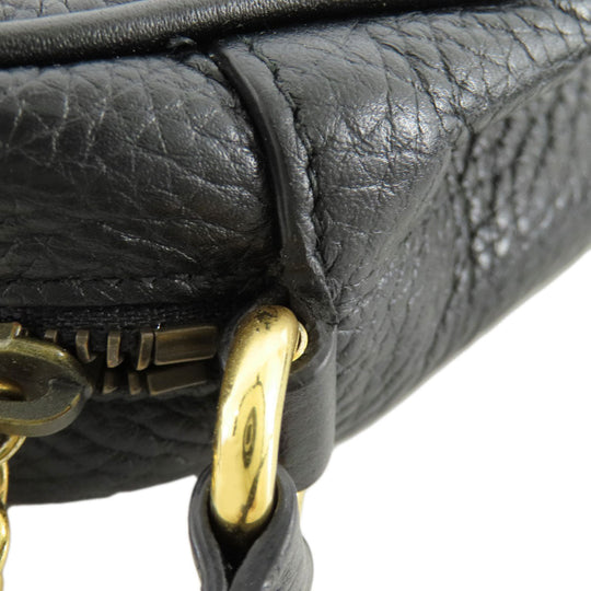GUCCI Shoulder Bag 347994 leather black Soho Interlocking G Women Used Authentic