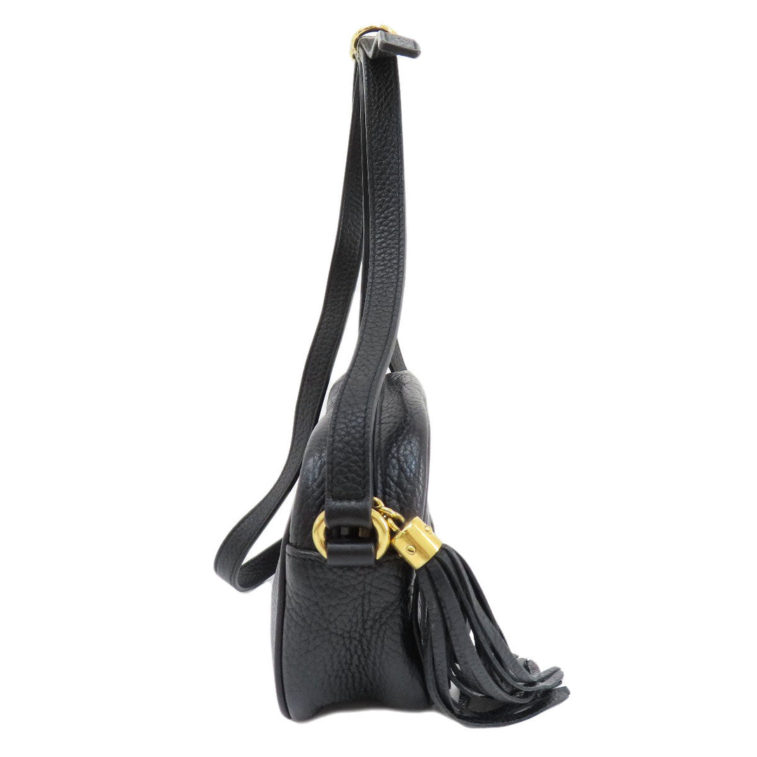 GUCCI Shoulder Bag 347994 leather black Soho Interlocking G Women Used Authentic