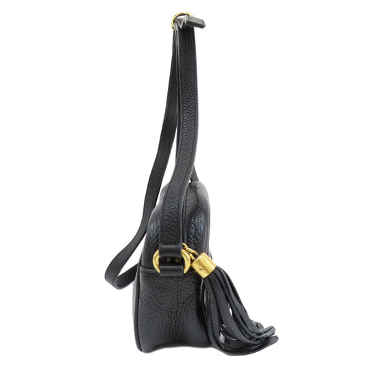 GUCCI Shoulder Bag 347994 leather black Soho Interlocking G Women Used Authentic