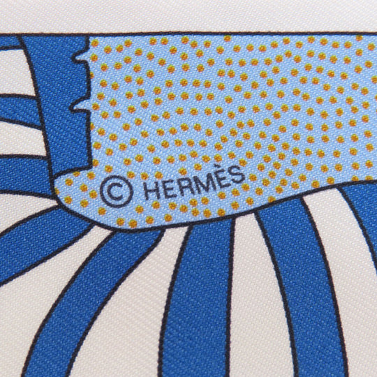 HERMES scarf silk white Twilly Women Used Authentic
