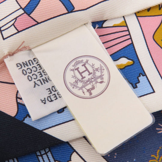 HERMES scarf silk white Twilly Women Used Authentic
