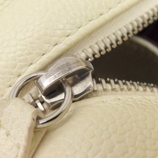 CHANEL Tote Bag Grained Calfskin Skin white COCO Mark 2WAY SilverMetal