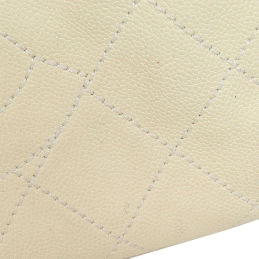 CHANEL Tote Bag Grained Calfskin Skin white COCO Mark 2WAY SilverMetal
