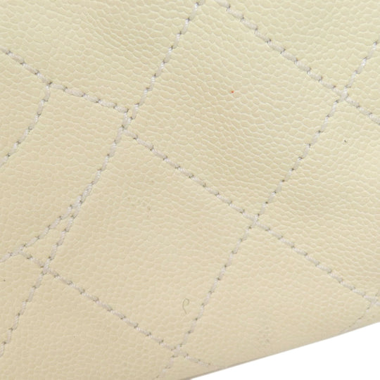 CHANEL Tote Bag Grained Calfskin Skin white COCO Mark 2WAY SilverMetal