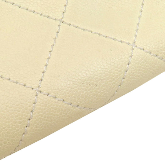 CHANEL Tote Bag Grained Calfskin Skin white COCO Mark 2WAY SilverMetal