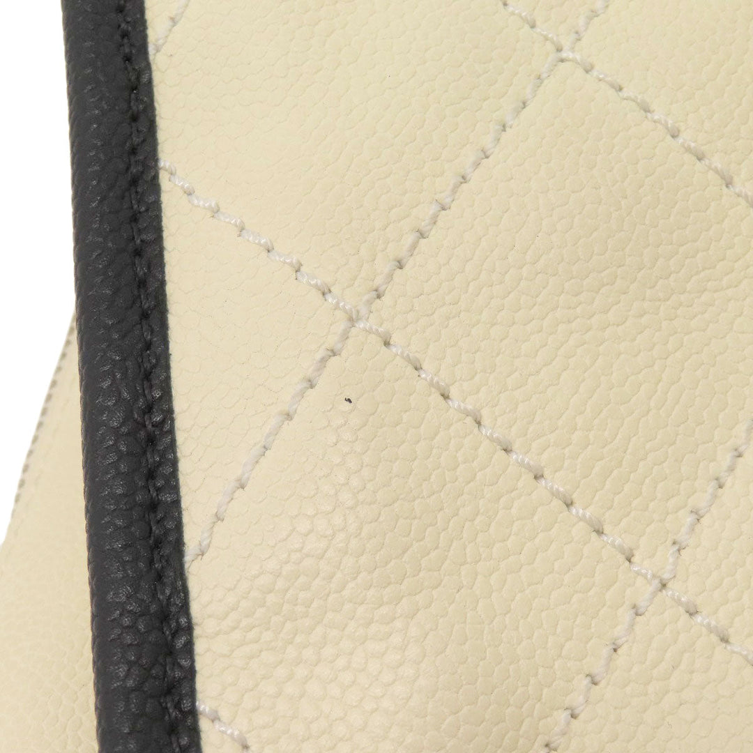 CHANEL Tote Bag Grained Calfskin Skin white COCO Mark 2WAY SilverMetal