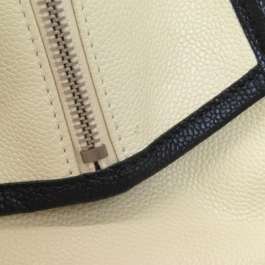 CHANEL Tote Bag Grained Calfskin Skin white COCO Mark 2WAY SilverMetal