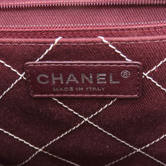 CHANEL Tote Bag Grained Calfskin Skin white COCO Mark 2WAY SilverMetal
