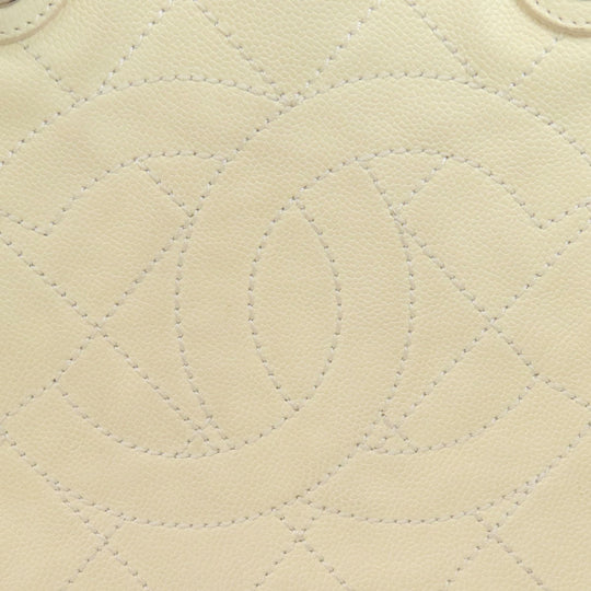 CHANEL Tote Bag Grained Calfskin Skin white COCO Mark 2WAY SilverMetal