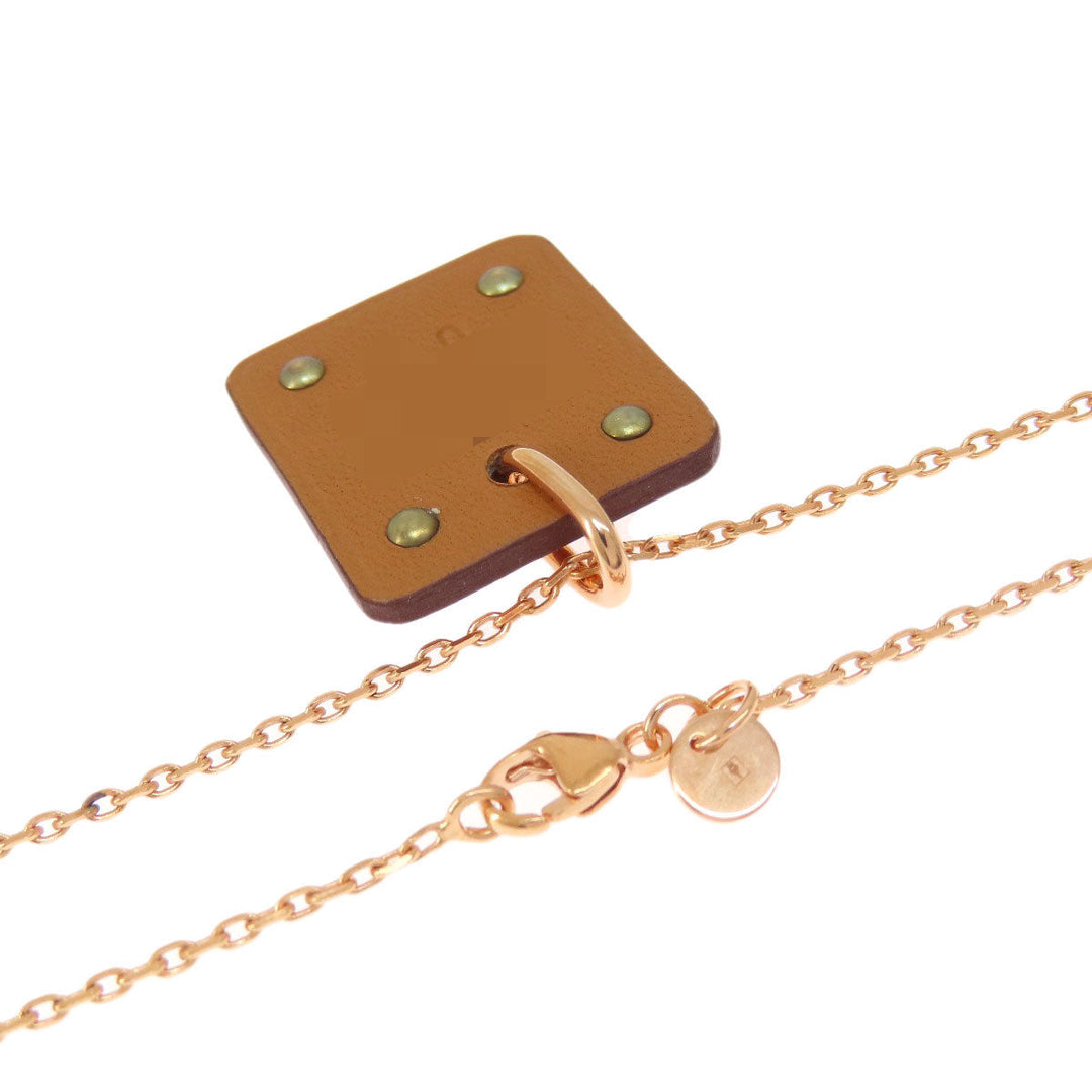 HERMES Necklace Gold Plated, Swift pink As Doucour PM Women Used Authentic