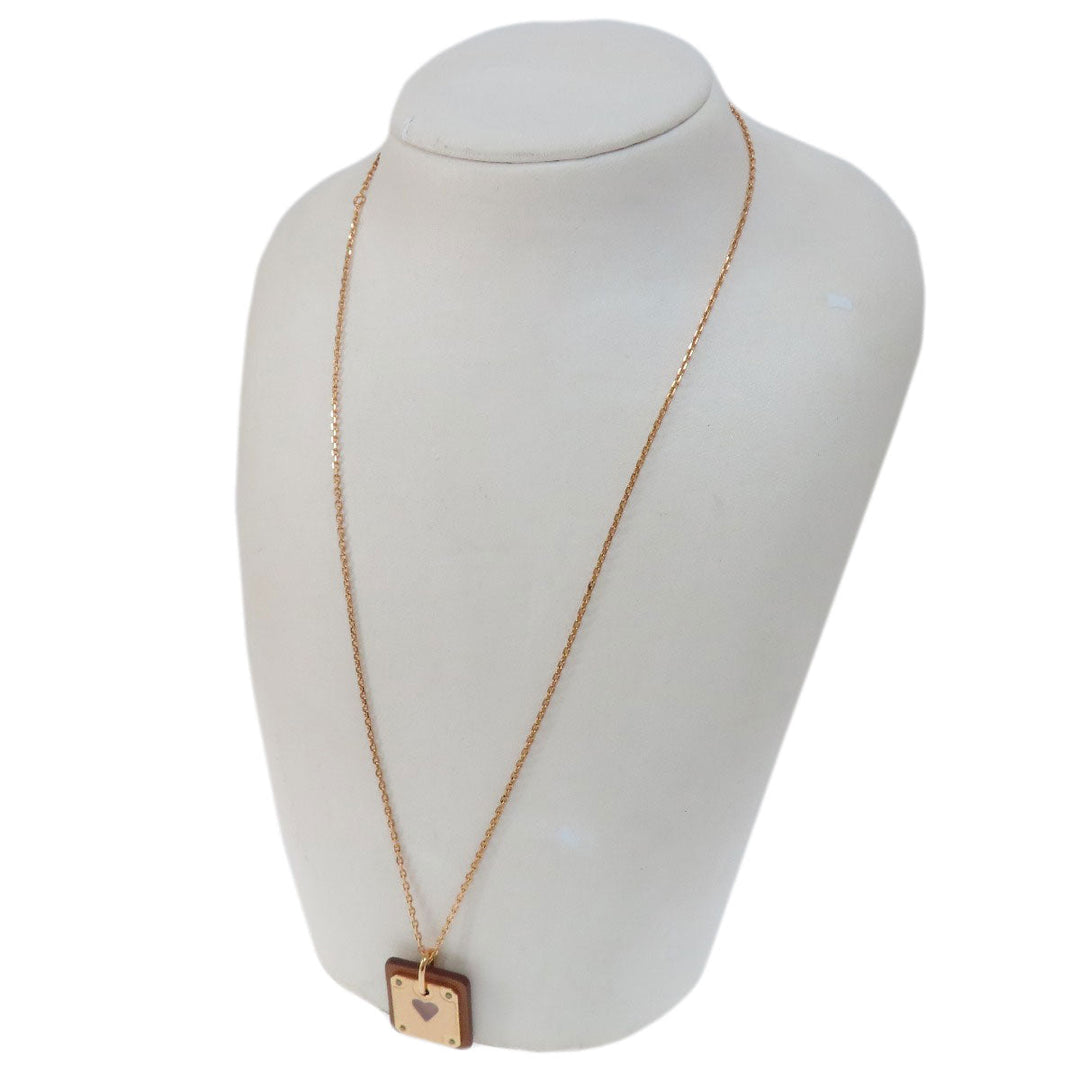 HERMES Necklace Gold Plated, Swift pink As Doucour PM Women Used Authentic
