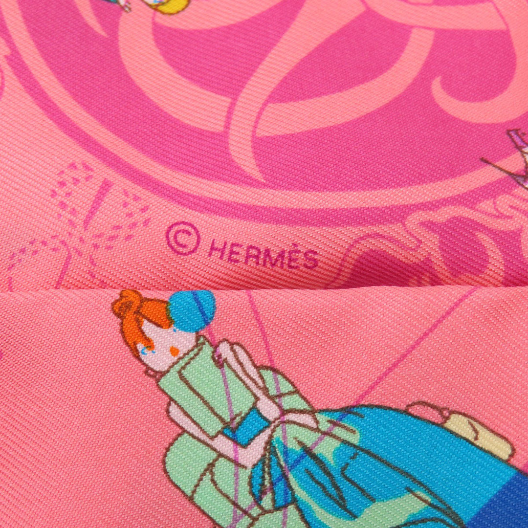 HERMES scarf silk pink Twilly Women Used Authentic