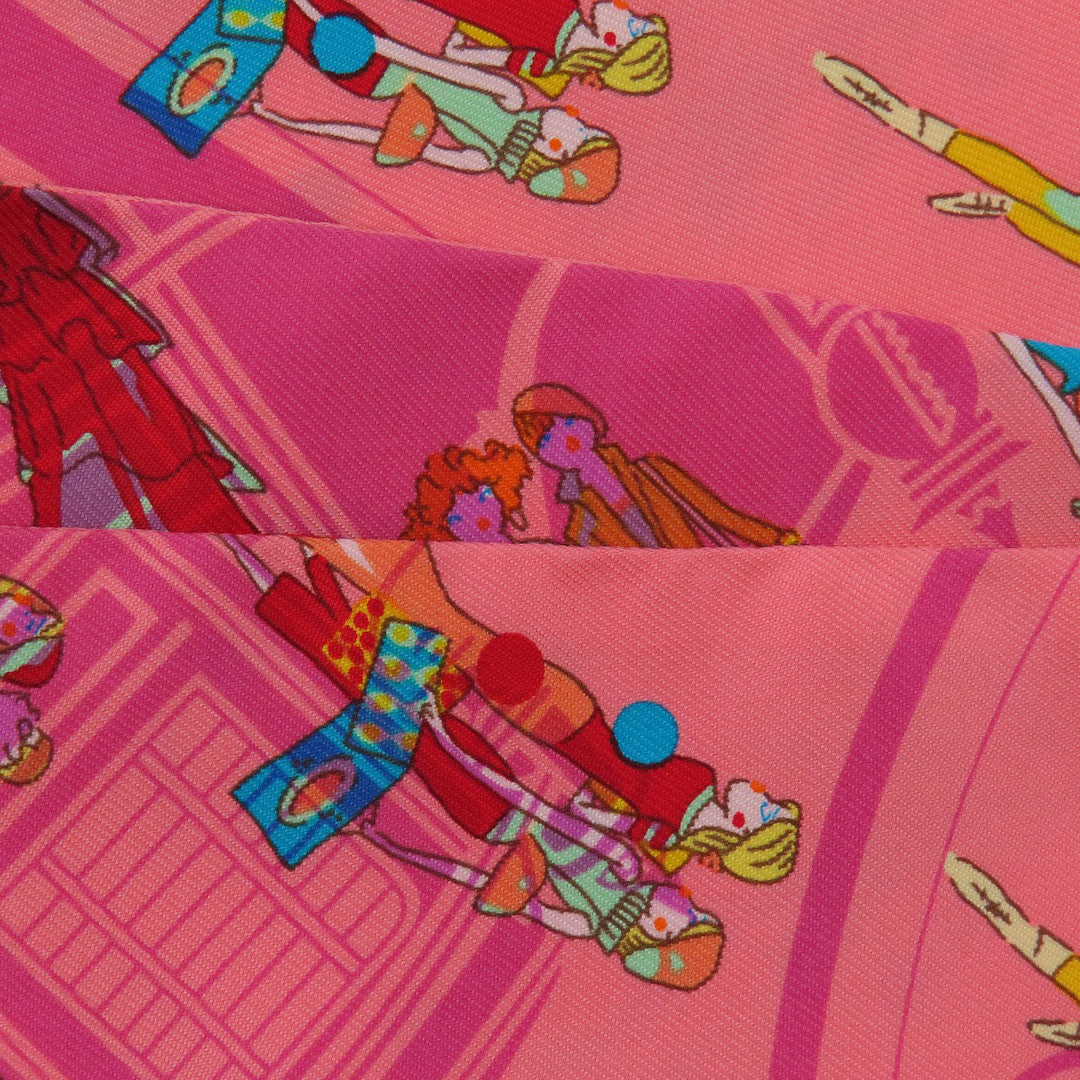 HERMES scarf silk pink Twilly Women Used Authentic
