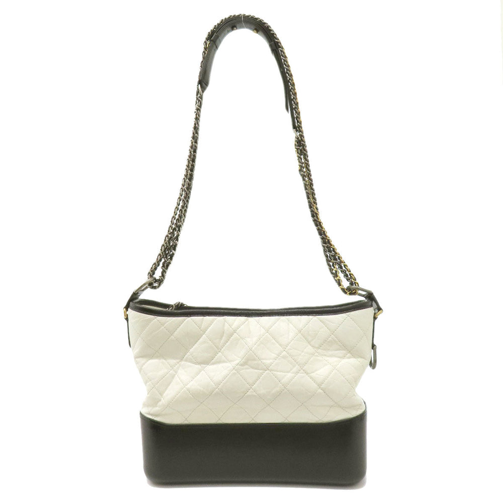 CHANEL Shoulder Bag Calfskin white ChainShoulder Gabriel Gold Metal Silver Metal