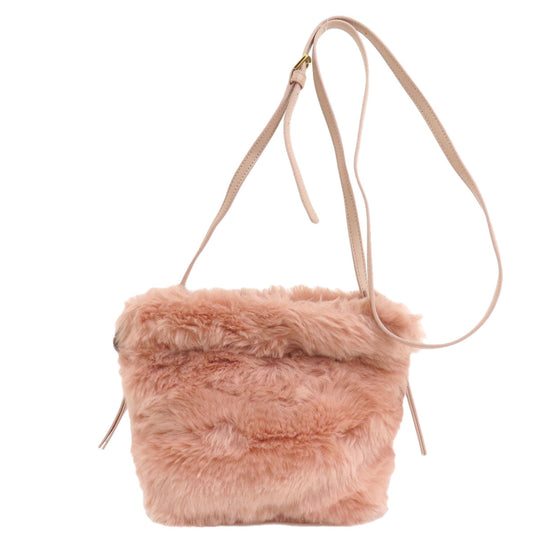 Furla Shoulder Bag fur pink logo Women Used Authentic