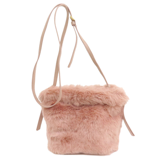 Furla Shoulder Bag fur pink logo Women Used Authentic