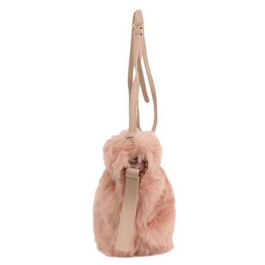Furla Shoulder Bag fur pink logo Women Used Authentic