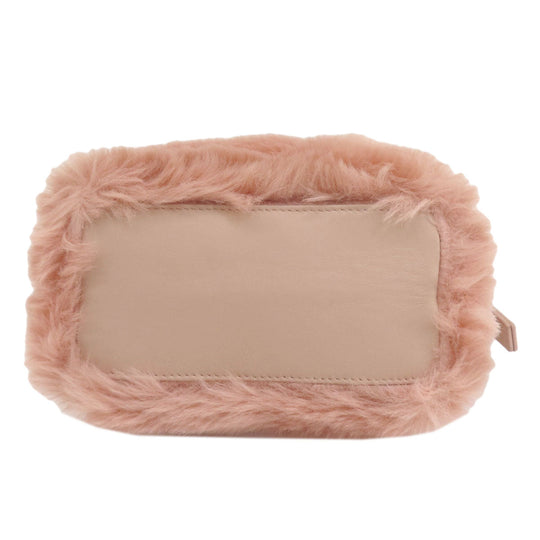 Furla Shoulder Bag fur pink logo Women Used Authentic