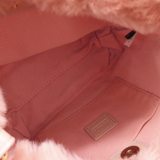 Furla Shoulder Bag fur pink logo Women Used Authentic