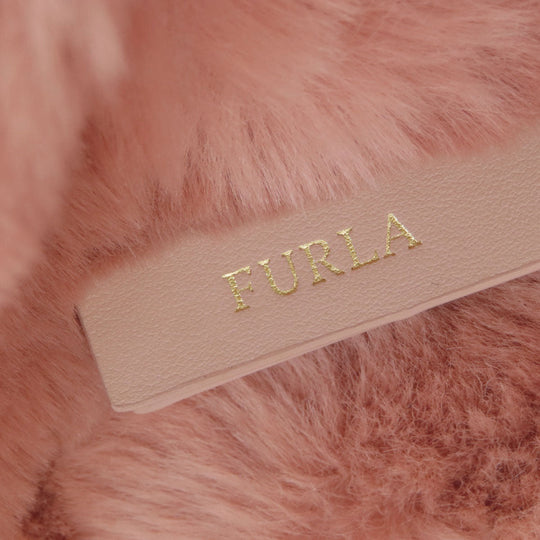 Furla Shoulder Bag fur pink logo Women Used Authentic