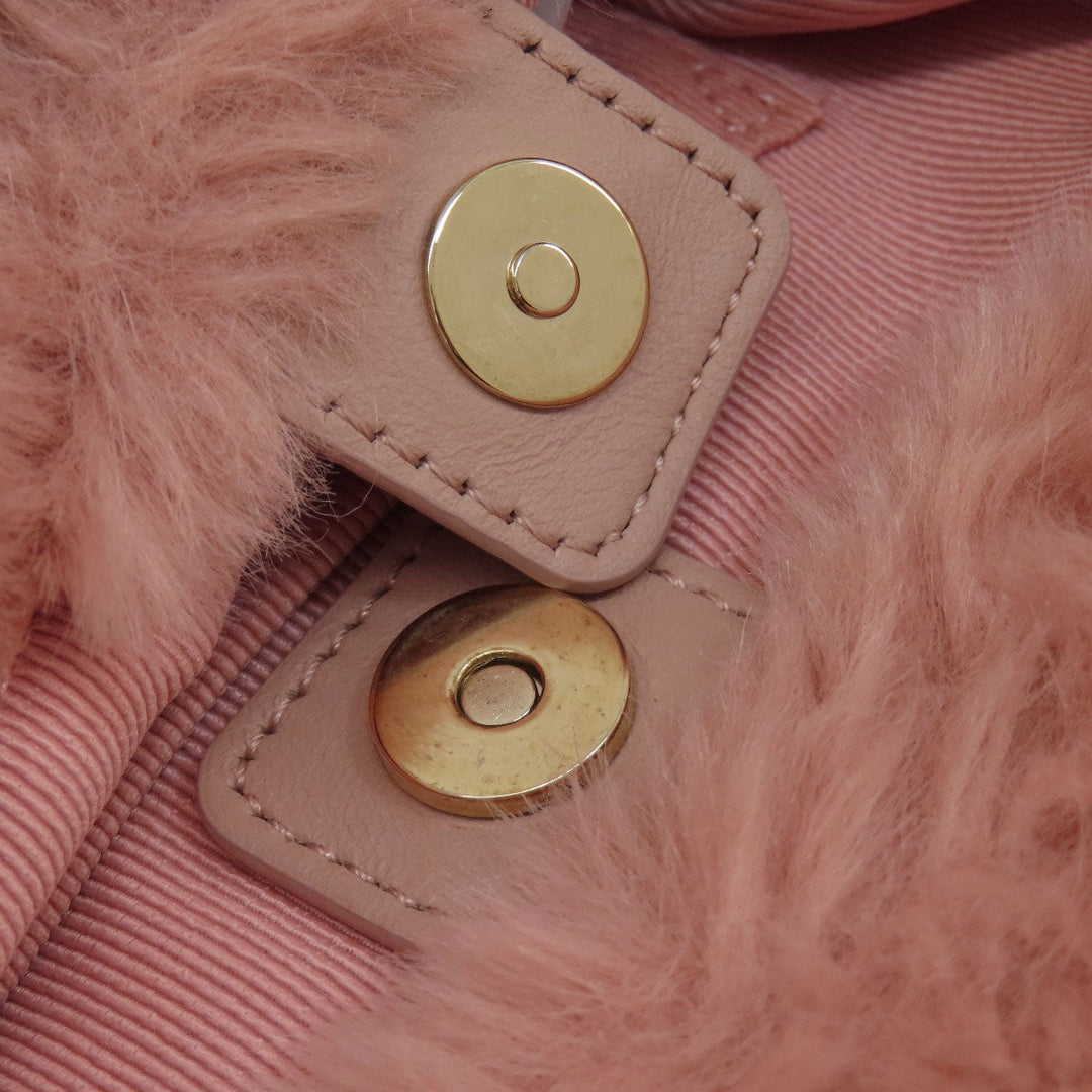 Furla Shoulder Bag fur pink logo Women Used Authentic