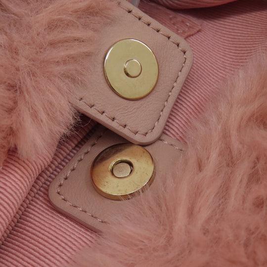 Furla Shoulder Bag fur pink logo Women Used Authentic