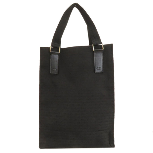 Christian Dior Tote Bag canvas black logo Women Used Authentic