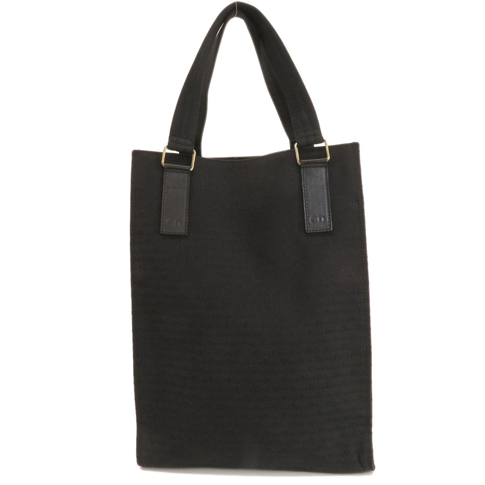 Christian Dior Tote Bag canvas black logo Women Used Authentic