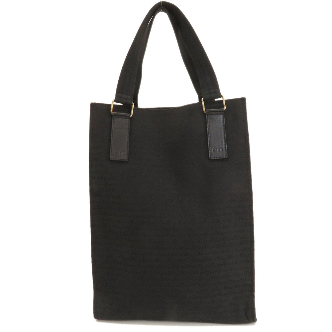 Christian Dior Tote Bag canvas black logo Women Used Authentic