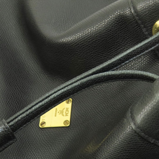 MCM Shoulder Bag leather black MCM logo Women Used Authentic