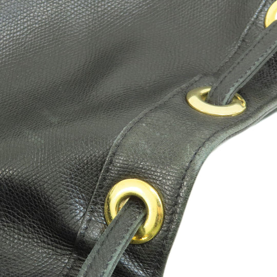 MCM Shoulder Bag leather black MCM logo Women Used Authentic