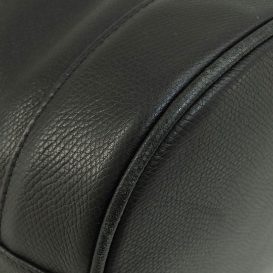 MCM Shoulder Bag leather black MCM logo Women Used Authentic