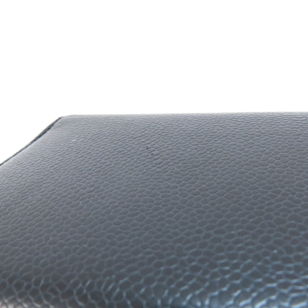 CHANEL Long Wallet Purse Grained Calfskin Skin black COCO Mark SilverMetal