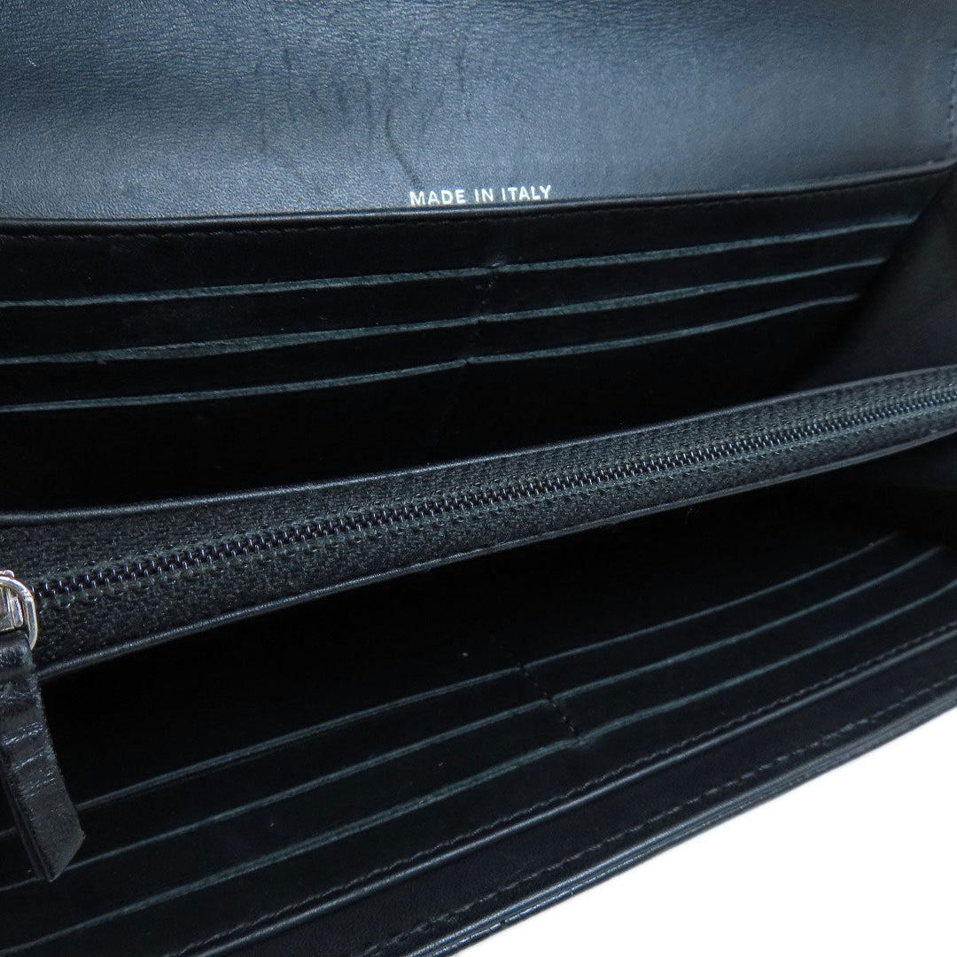 CHANEL Long Wallet Purse Grained Calfskin Skin black COCO Mark SilverMetal
