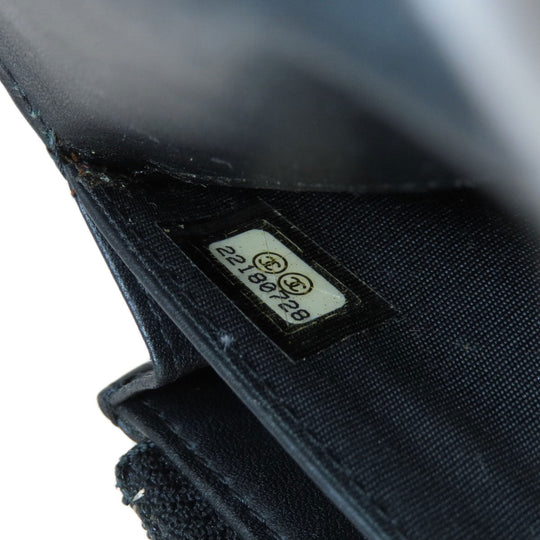 CHANEL Long Wallet Purse Grained Calfskin Skin black COCO Mark SilverMetal