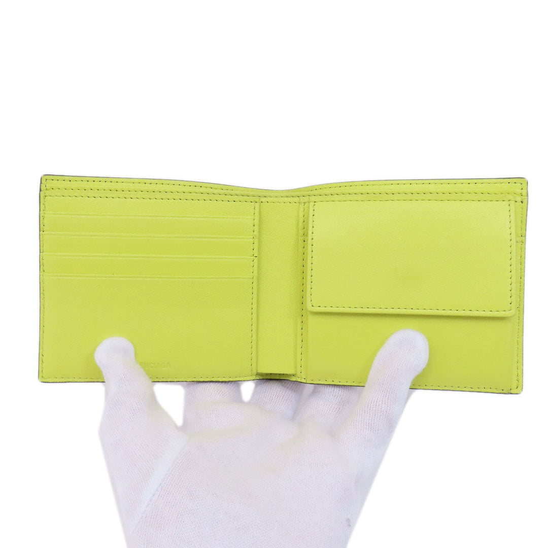 BALENCIAGA Bifold Wallet 664038 leather black logo mens Used Authentic